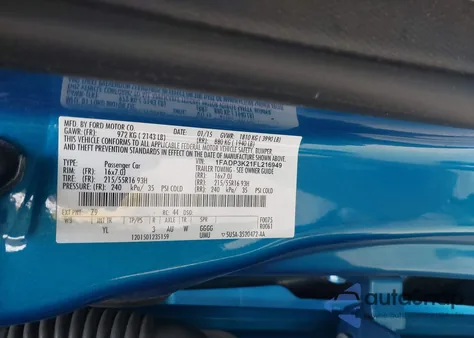 2015 Ford Focus Se из США, поврежденный, VIN 1FADP3K21FL216949